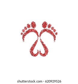 Red glittery footsteps vector illustration