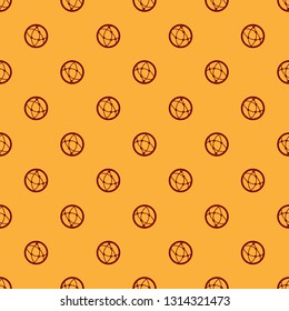 Red Global technology or social network icon isolated seamless pattern on brown background. Vector Illustration