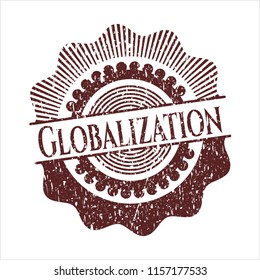 Red Globalization distressed rubber stamp