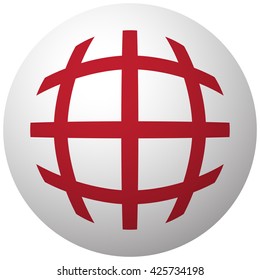 Red Globe icon on white ball