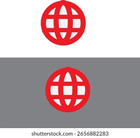 Icono rojo del globo, diseño plano del símbolo del Web