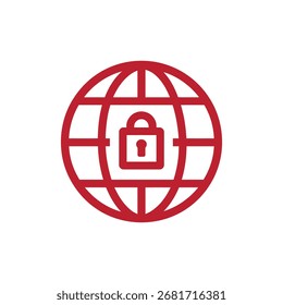 Globo rojo con el icono de la cerradura para la ciberseguridad