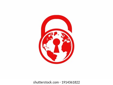 Red globe and padlock design
