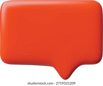 Red glossy 3D empty speech bubble, rectangular shape with rounded corners. For mobile apps, social media, and websites. Communication, conversation, alert, notification. Vector illustration. Icon.