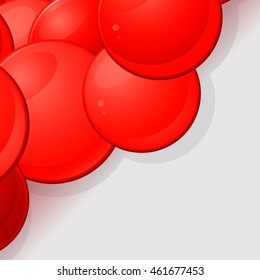 Red Glossy 3D Spheres Over Grey Background