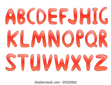 Red glossy alphabet. Vector illustration.