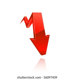 Red glossy arrow. Vector