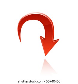 Red glossy arrow. Vector