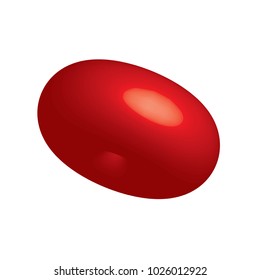 Red glossy ball vector illustration isolated on white background with warm color samples