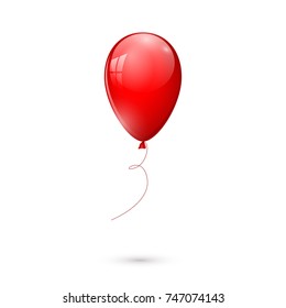 red glossy balloon isolated on white background. vector illustration