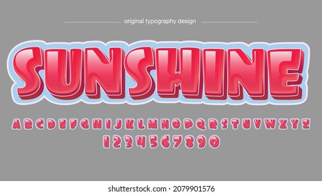 red glossy bubble cartoon artistic font typography