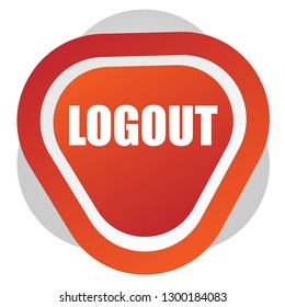 red glossy button and logout text inside.