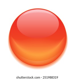 red glossy button. orange shiny ball 