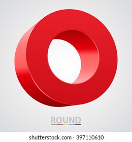 Red glossy circle isolated on white. Vector illustration