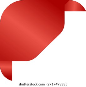 Etiqueta de cinta de esquina brillante rojo sobre fondo transparente. Anuncio de esquina de página doblada, pegatina promocional y elemento de etiqueta decorativa aislado (Ilustración vectorial)