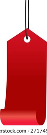 Red Glossy Corner Ribbon Label on Transparent Background. Folded Page Corner Banner, Promotional Sticker and Decorative Tag Element Isolated (Vector Illustration)