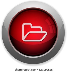Red glossy folder web button. Arranged layer structure.
