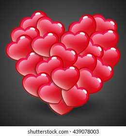 Red Glossy Heart Emblem on Dark Background