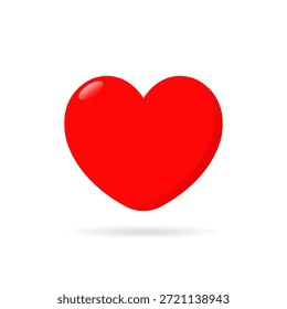 Icono de corazón brillante rojo en diseño plano. Símbolo de amor, romance y pasión