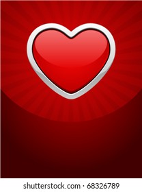 Red glossy heart Valentine's day vector background