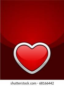 Red glossy heart vector background