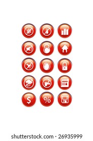 red, glossy, icons
