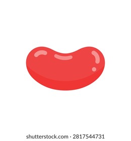 Red Glossy Jelly Bean Candy Illustration Isolated on White Background for Sweet Snack Design Projects