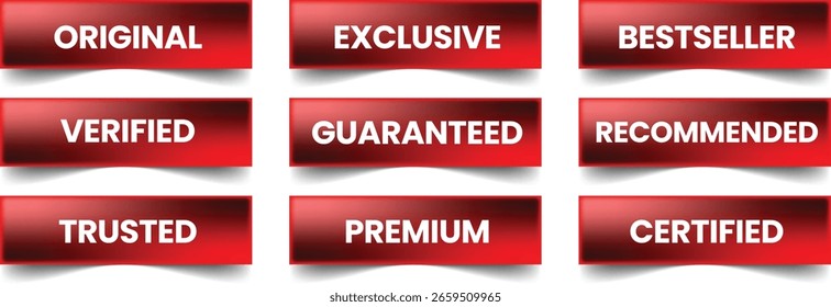 Red Glossy Labels with White Text for Product Assurance and Promotion