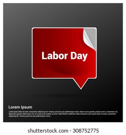 Red Glossy Labor Day Speech Bubble. Vector illustration