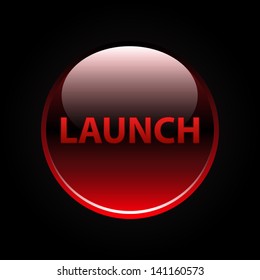 Red glossy launch button on black