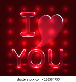 Red glossy letters of confession - Valentines day or wedding proposal concept illustration