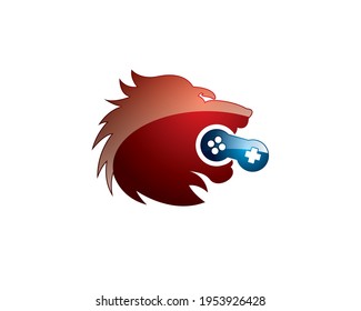 red glossy lion head biting games joystick