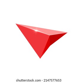 Red glossy navigation arrow . Gps arrow pointer. 