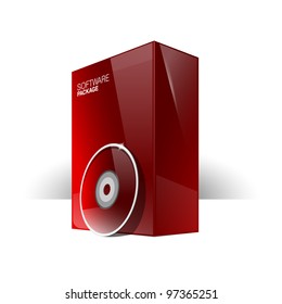 Red Glossy Package Box With DVD Or CD Disk