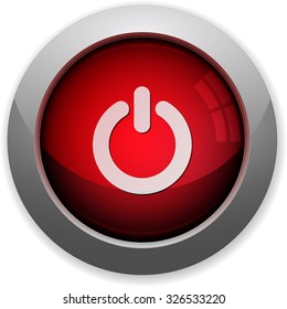 Red glossy power off web button