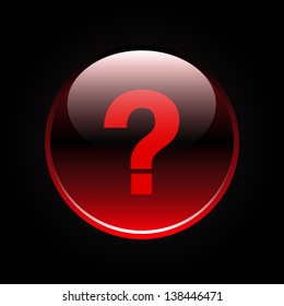 Red glossy question mark button