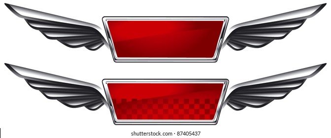 red glossy racing banner with wings