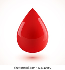 Red glossy realistic 3D vector blood drop