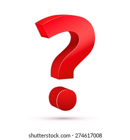 Red glossy realistic question mark sign. Vector illustration