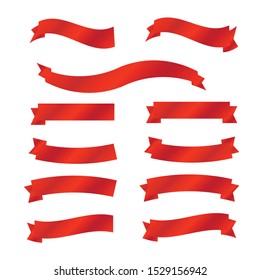 Red glossy ribbon banners. Red ribbons banner vector