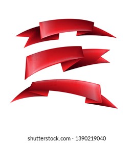 Red glossy ribbon vector banners set. vector. on white background