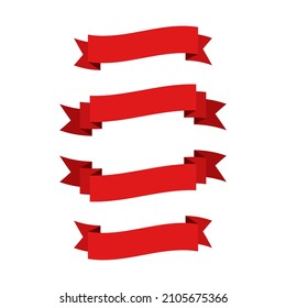 Red glossy ribbon vector banners set icon eps 10 on white background