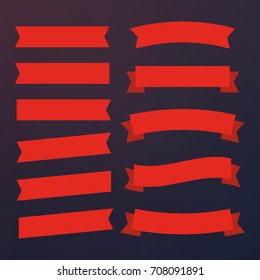 Red glossy ribbon vector banners