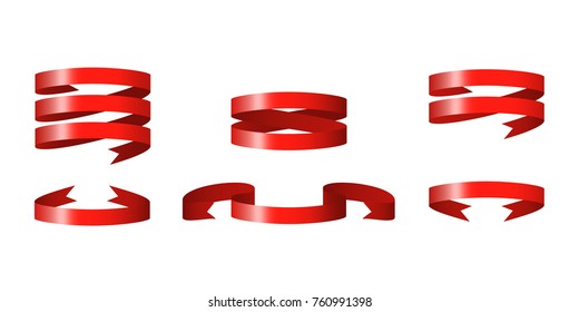 Red glossy ribbon vector banners