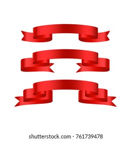 Red glossy ribbon vector banners