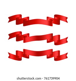 Red glossy ribbon vector banners
