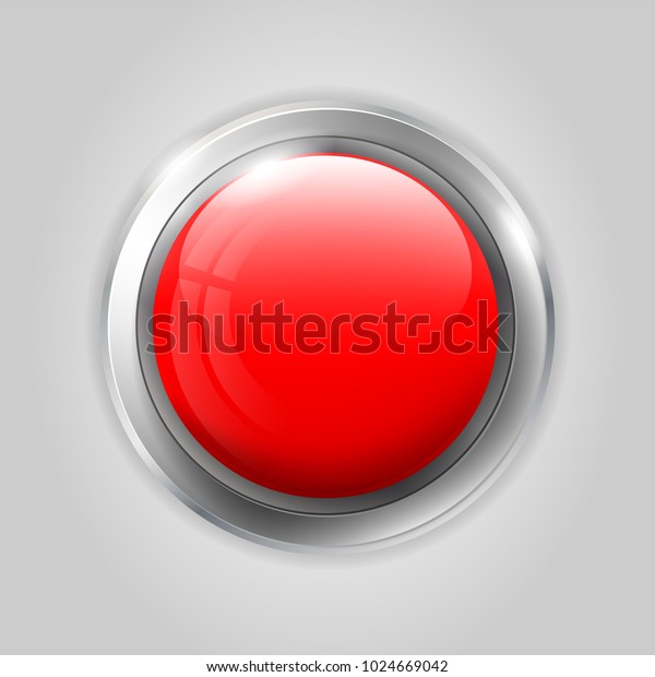 Red Glossy Shiny Button Metal Background Stock Vector (Royalty Free ...