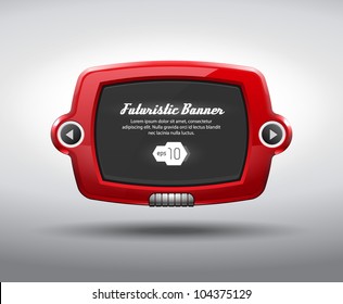 Red Glossy Slider Pad Futuristic Device Abstract Vector TV Display , Banner Web Design Elements Black EPS10