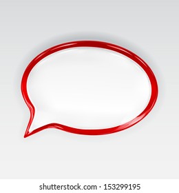 Red glossy speech bubble with glare and shadow