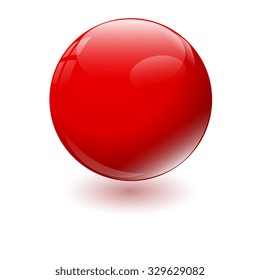 Red glossy sphere isolated on white. Vector illustration.